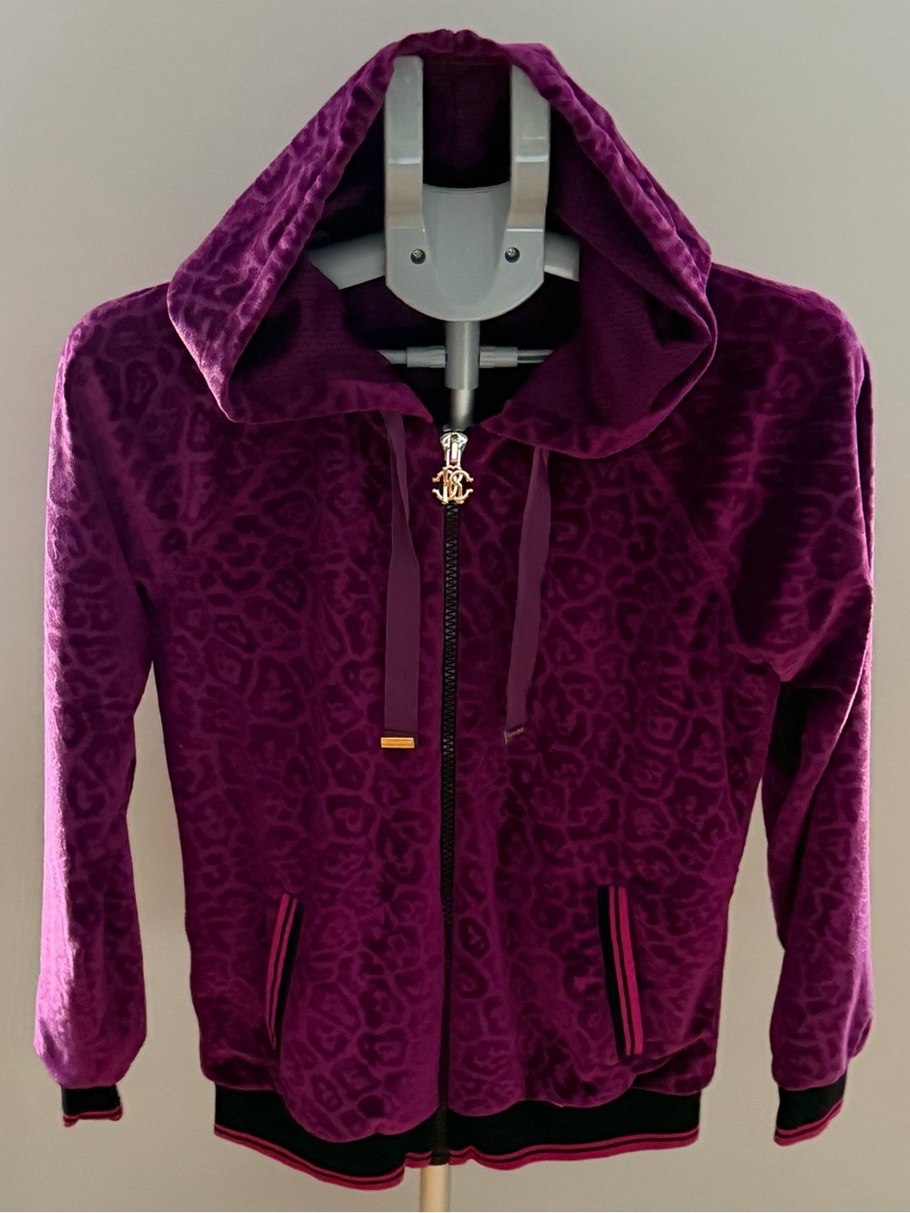 Roberto Cavalli Velour Leopard Print Zip Hoodie – Like New - Picture 2 of 9